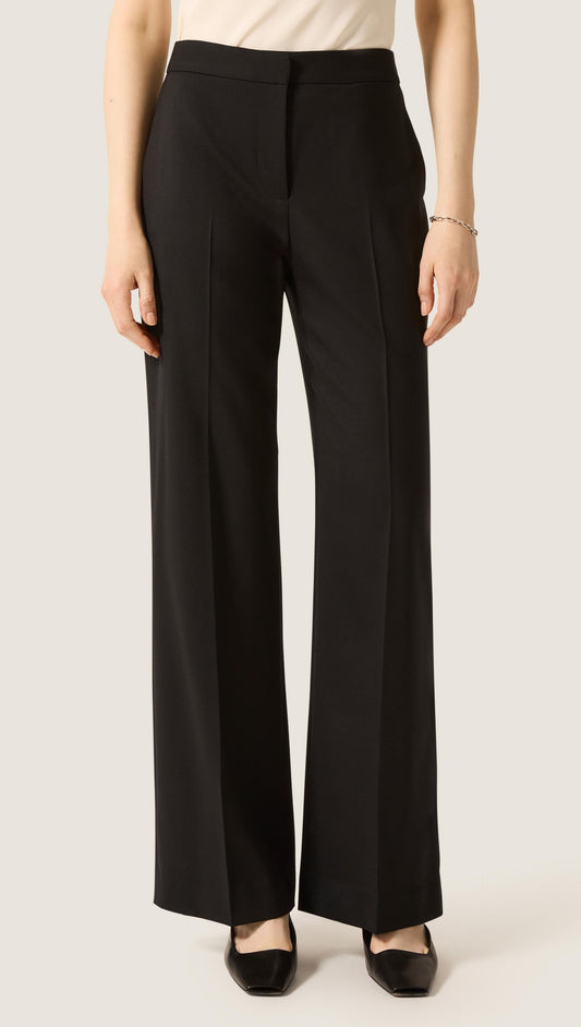 Wide Leg Trouser in Seasonless Wool | Black