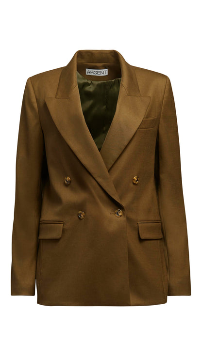Peak Lapel Blazer in Seasonless Wool | Mushroom