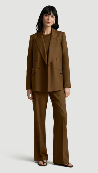 Peak Lapel Blazer in Seasonless Wool | Mushroom