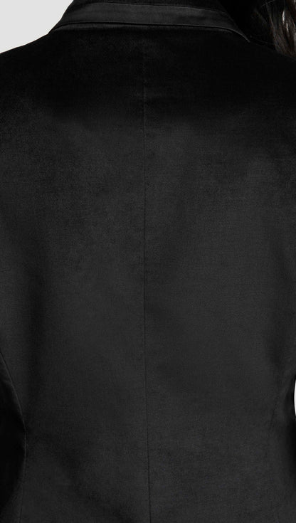 Sculpted Blazer in Velvet w/Satin Detail | Black