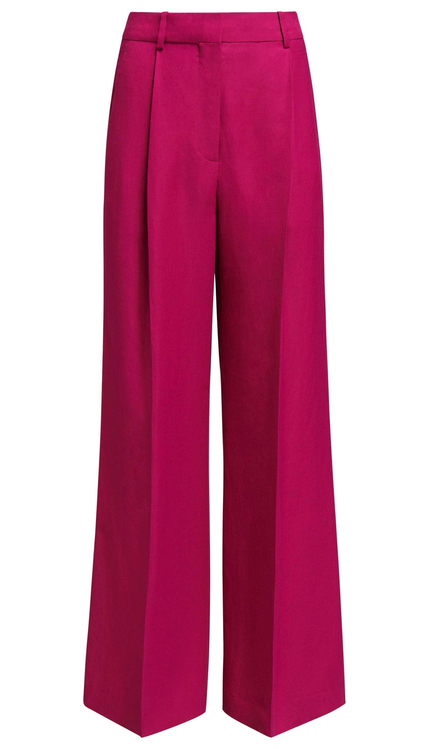 Single Pleat Trouser in Viscose Linen Twill | Fuchsia