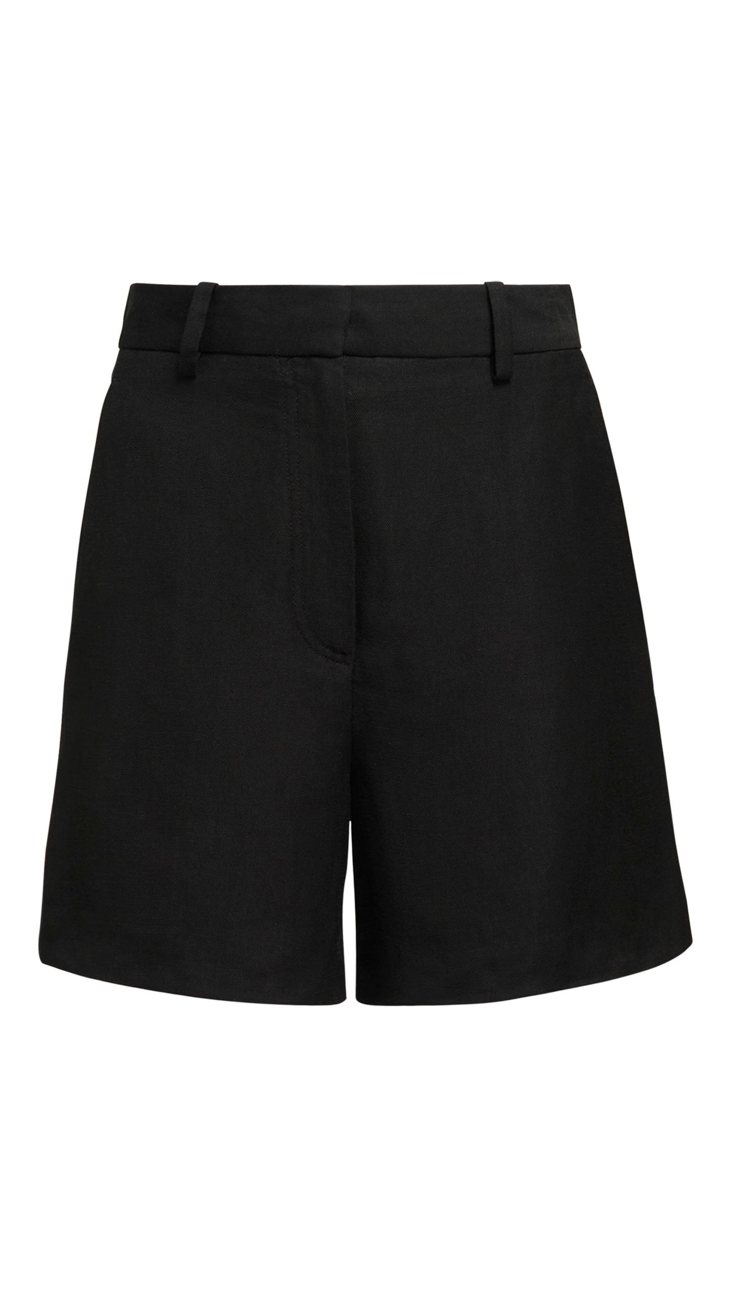 Mini Tailored Shorts in Viscose Linen Twill | Black