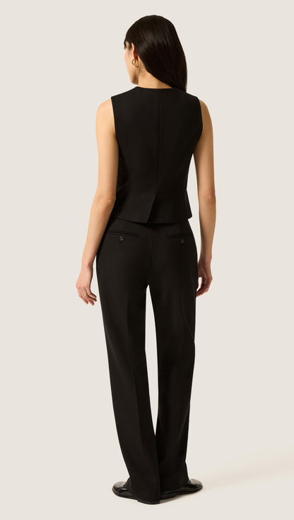 Straight Leg Trouser in Heavy Wool Twill | Black