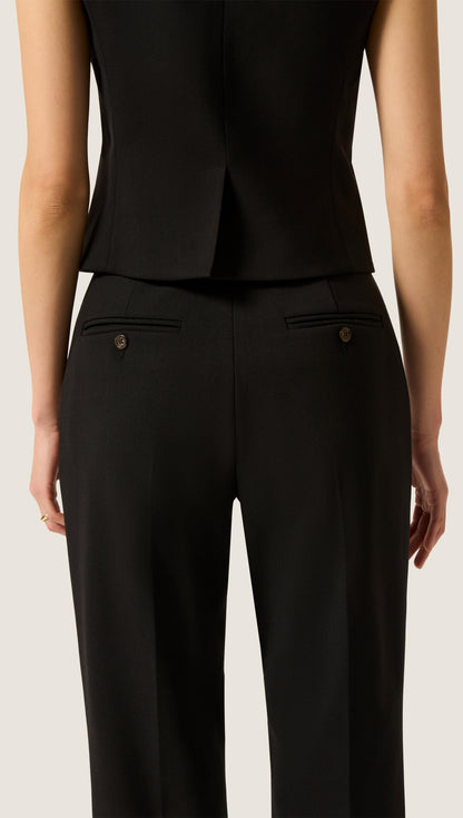 Straight Leg Trouser in Heavy Wool Twill | Black