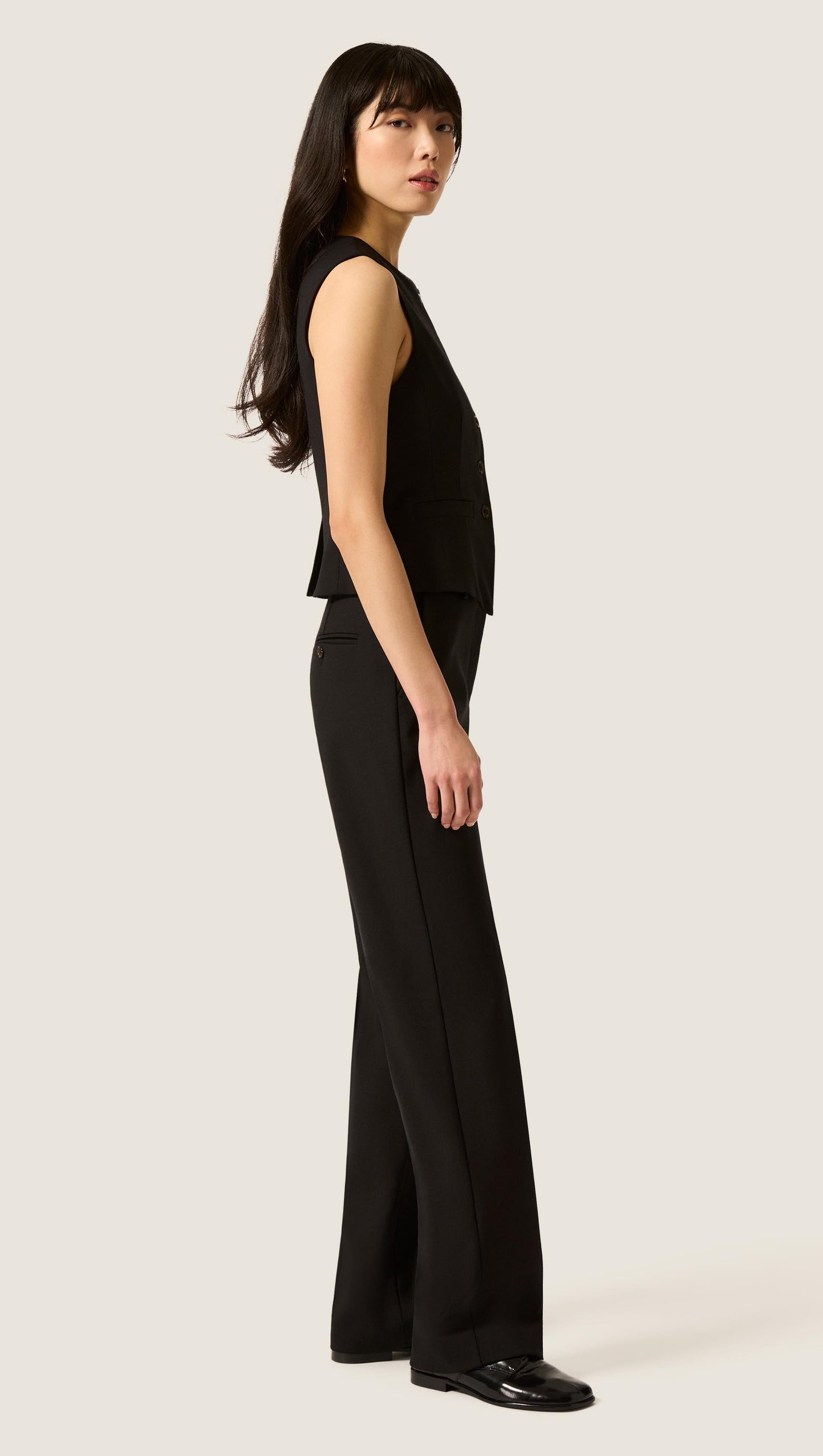 Straight Leg Trouser in Heavy Wool Twill | Black