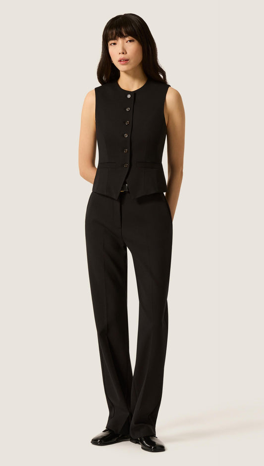 Straight Leg Trouser in Heavy Wool Twill | Black