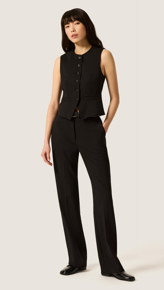 Straight Leg Trouser in Heavy Wool Twill | Black