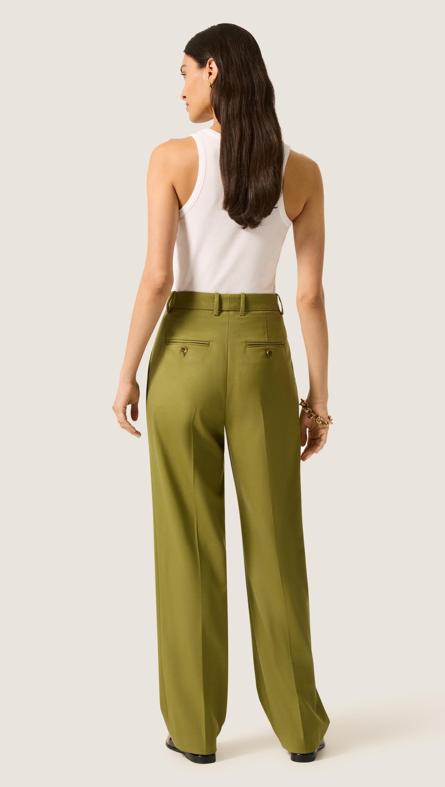 Pleated Tapered Trouser in Seasonless Wool | Pickle
