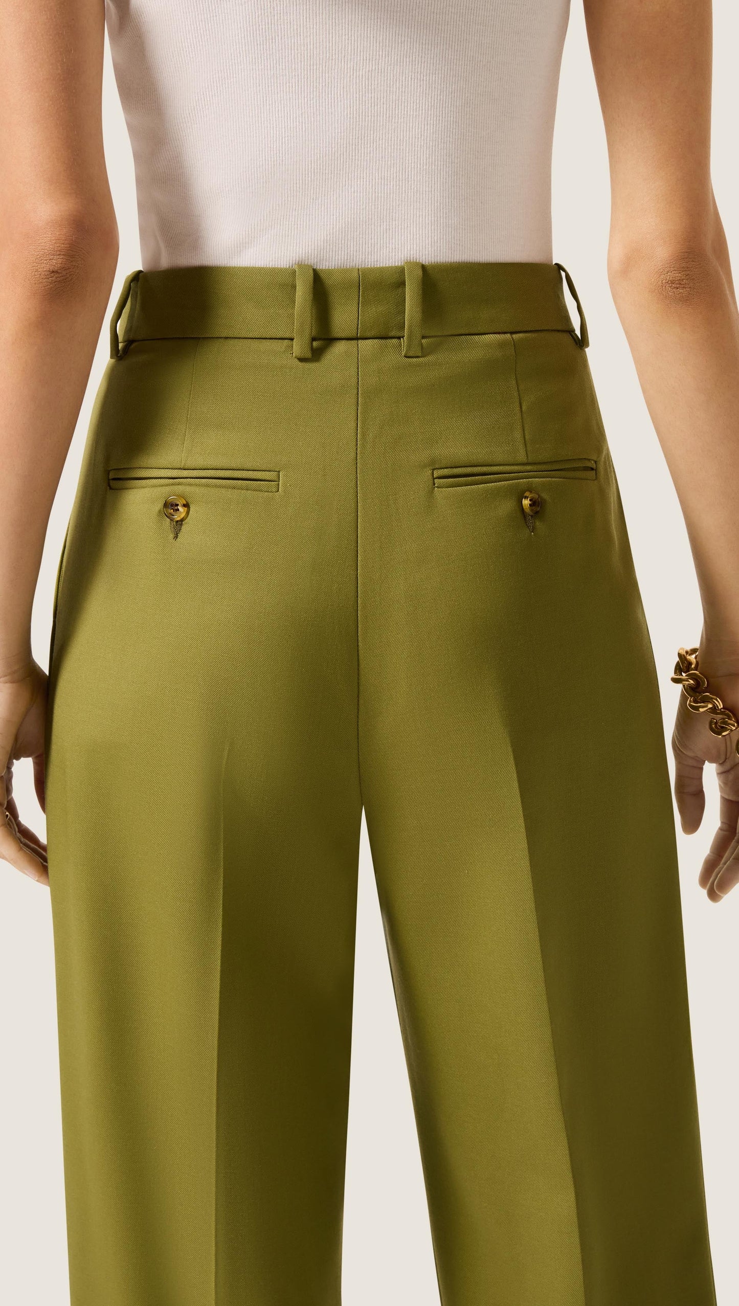 Pleated Tapered Trouser in Seasonless Wool | Pickle