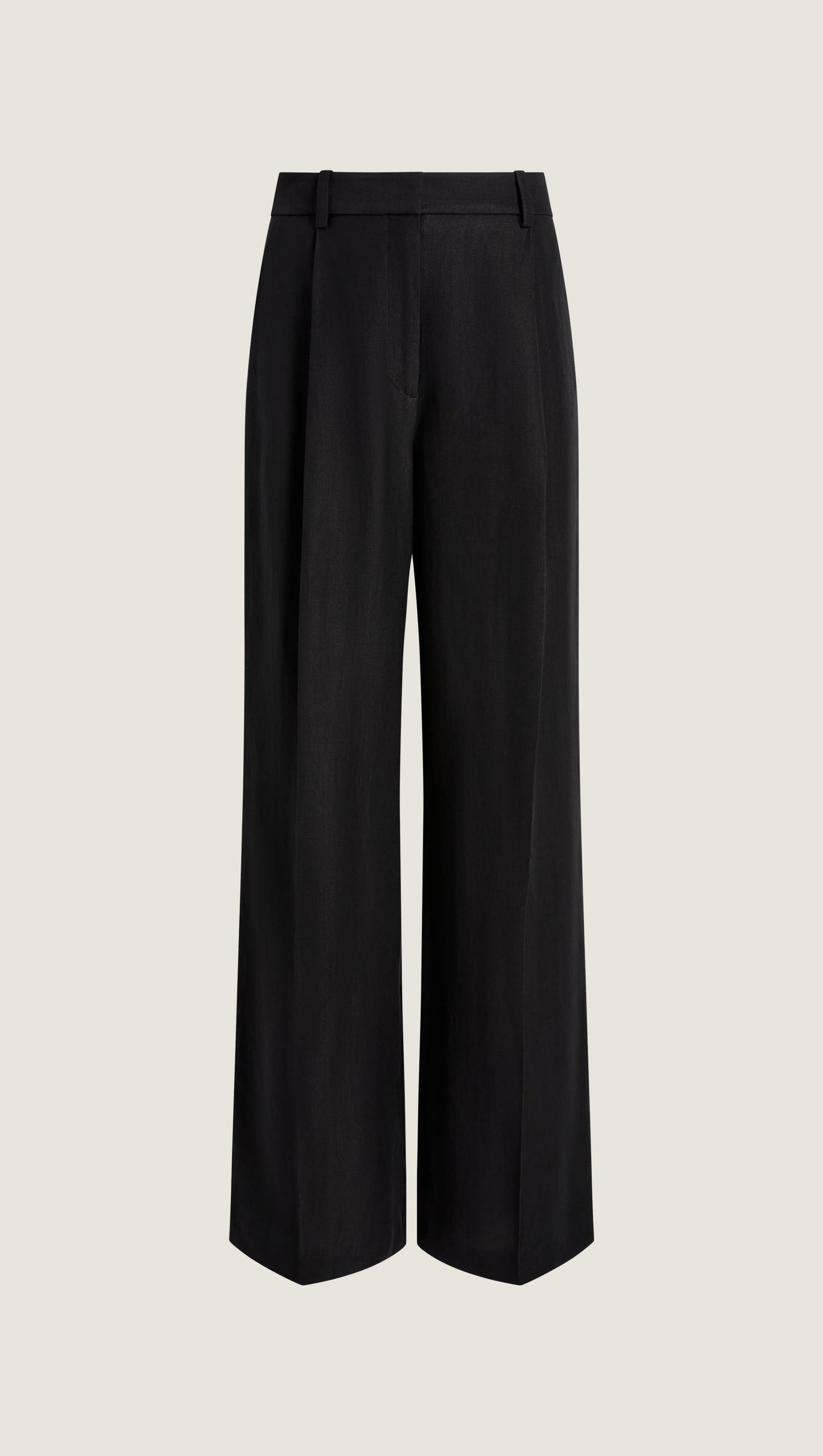 Single Pleat Trouser in Viscose Linen | Black