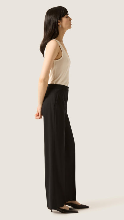 Wide Leg Trouser in Seasonless Wool | Black