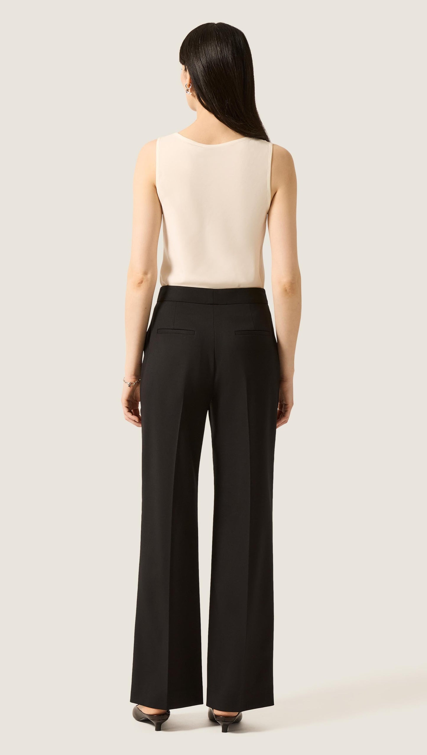 Wide Leg Trouser in Seasonless Wool | Black