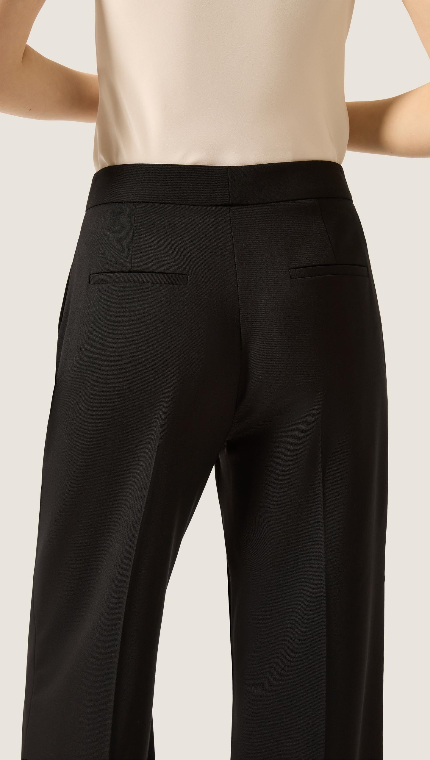 Wide Leg Trouser in Seasonless Wool | Black
