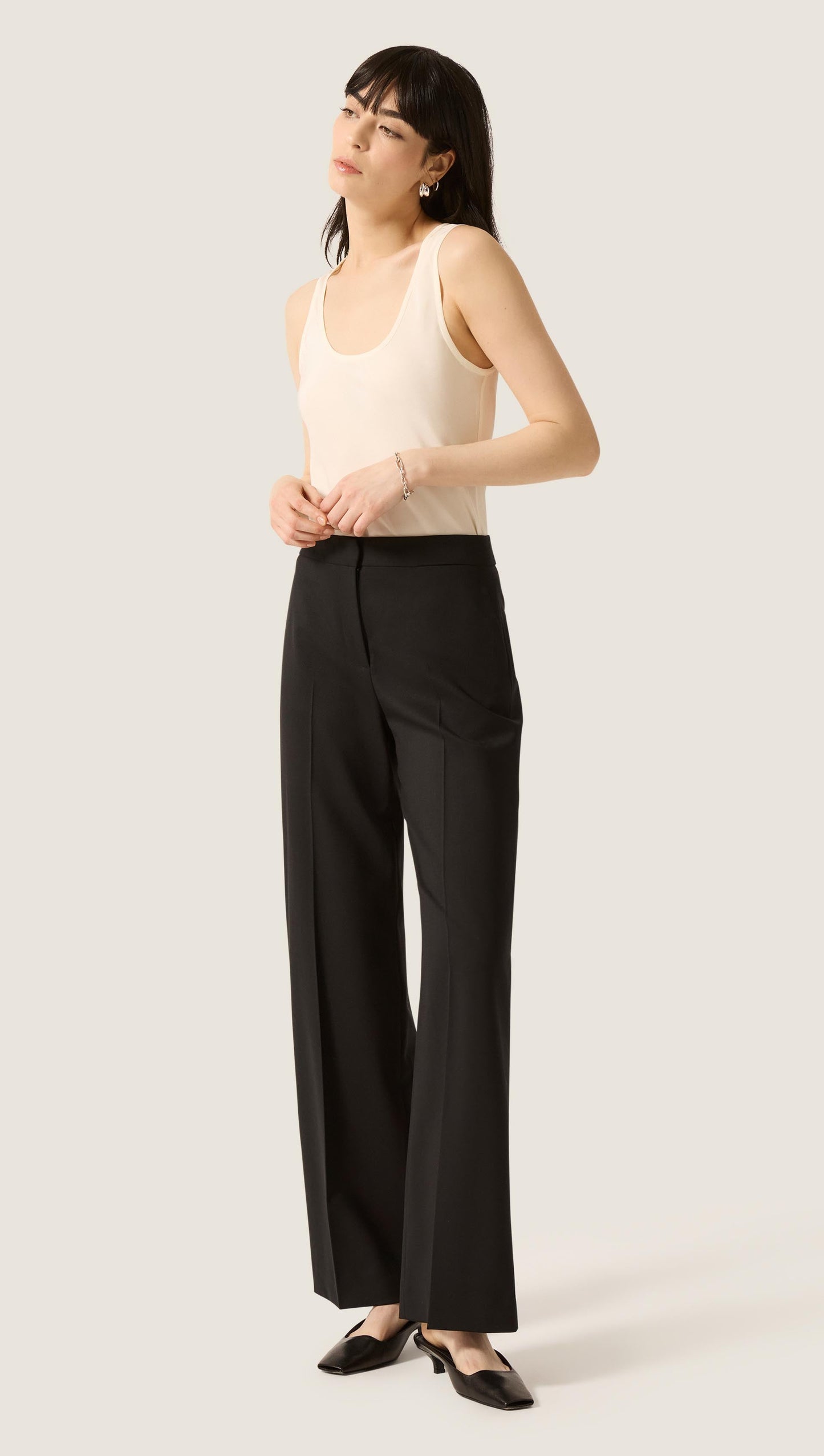 Wide Leg Trouser in Seasonless Wool | Black