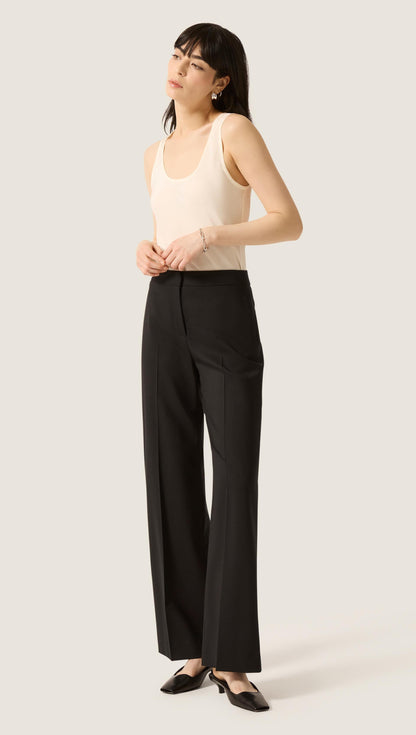 Wide Leg Trouser in Seasonless Wool | Black