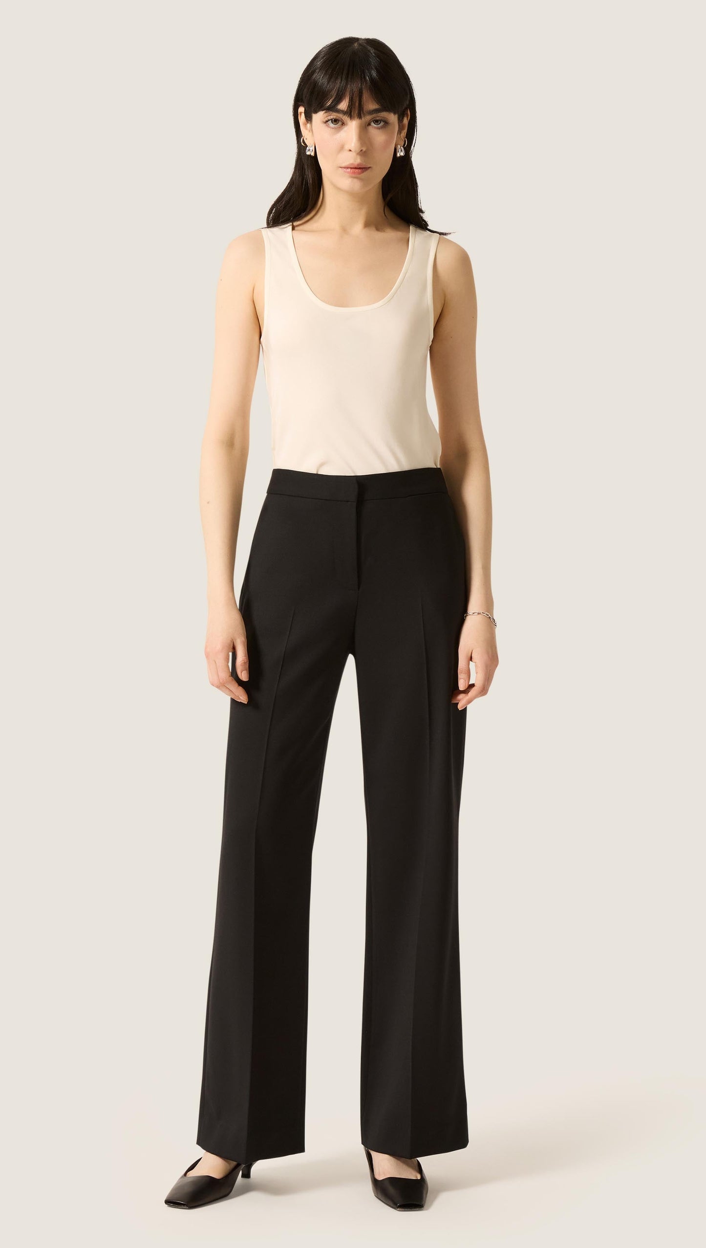 Wide Leg Trouser in Seasonless Wool | Black