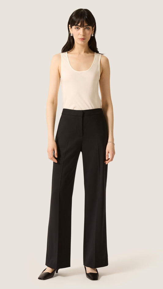 Wide Leg Trouser in Seasonless Wool | Black
