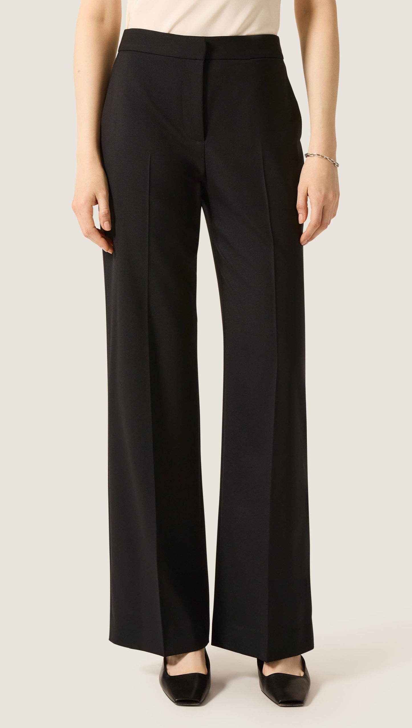 Wide Leg Trouser in Seasonless Wool | Black