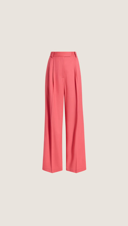 Pleated Trouser in Seasonless Wool | Coral Pink